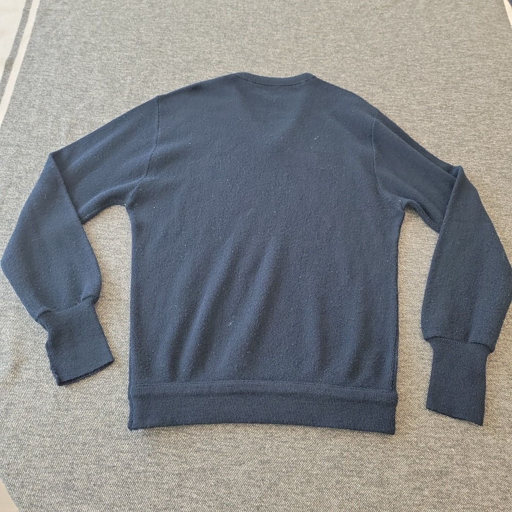 Vintage Izod Lacoste Sweater Men's Medium Navy Blue V Neck Grandpa Made in USA - Picture 6 of 6